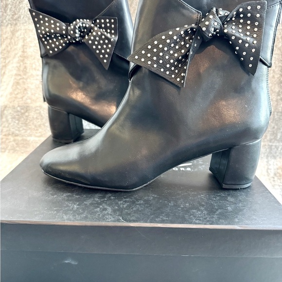 Nanette Lepore Black Ankle Boots with Studded Bow Detail Size 10 New in Box - Picture 3 of 13